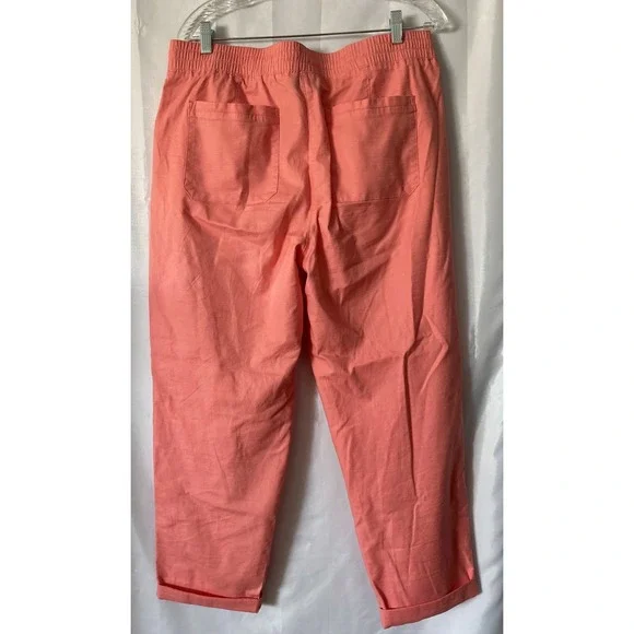 Talbots‎ Cropped Pants Womens L Size Coral Drawstring Waist Cuffed EUC - Picture 4 of 8